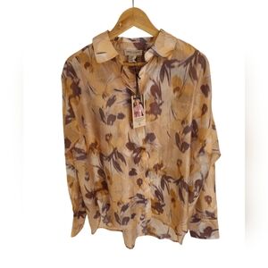 NWT Martha Stewart Collection Long Sleeve Button Top Lyocell Size Medium